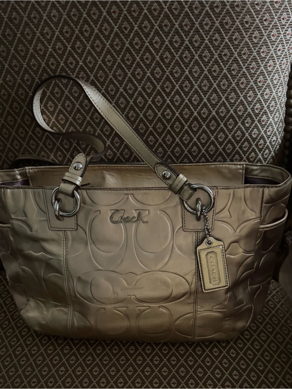 Coach Metallic gold  Embossed Signature Tote